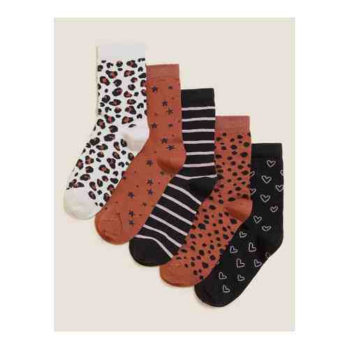 Хлопковые носки с леопардовым принтом (5 пар) арт. T649030G
