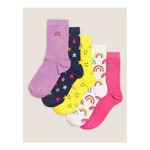 Хлопковые носки с радугой (5 шт) арт. T649029G
