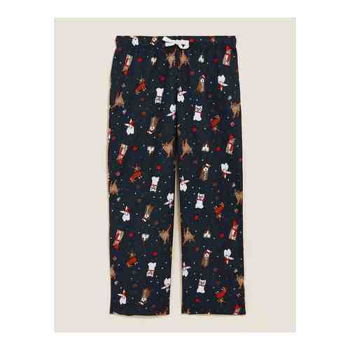 Хлопковые пижамные брюки с рождественским принтом арт. T371579P