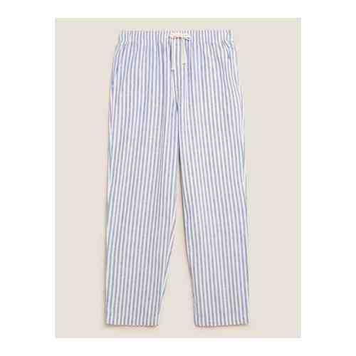 Пижамные брюки в полоску из хлопка и льна арт. T073284