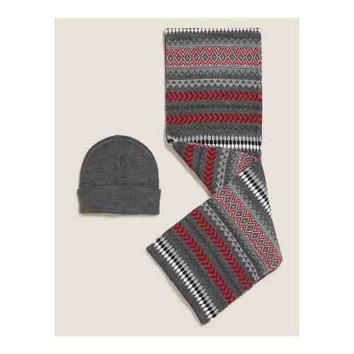 Вязаная шапка и шарф Fair Isle арт. T096426